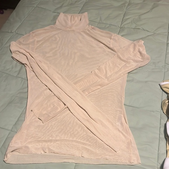 Tops | Sheer Off White Mock Turtle Neck | Poshmark